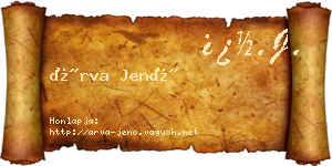 Árva Jenő névjegykártya
