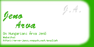 jeno arva business card